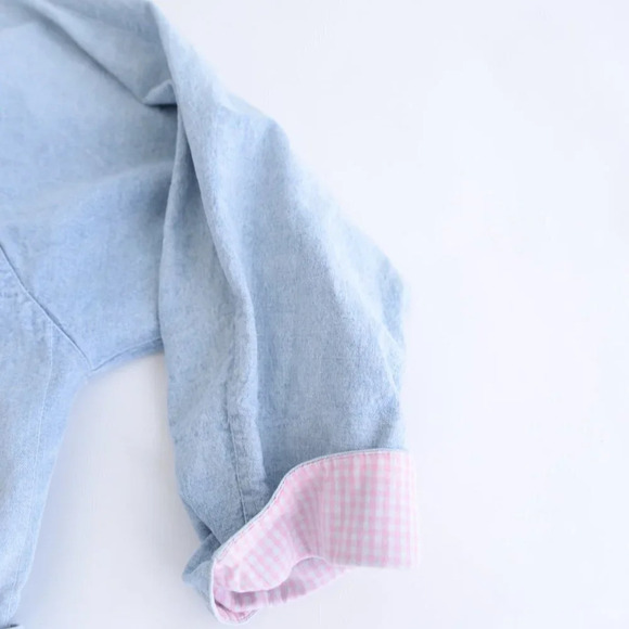 Vintage Green Village Blue Chambray Button Down Jacket 40 - Picture 13 of 16